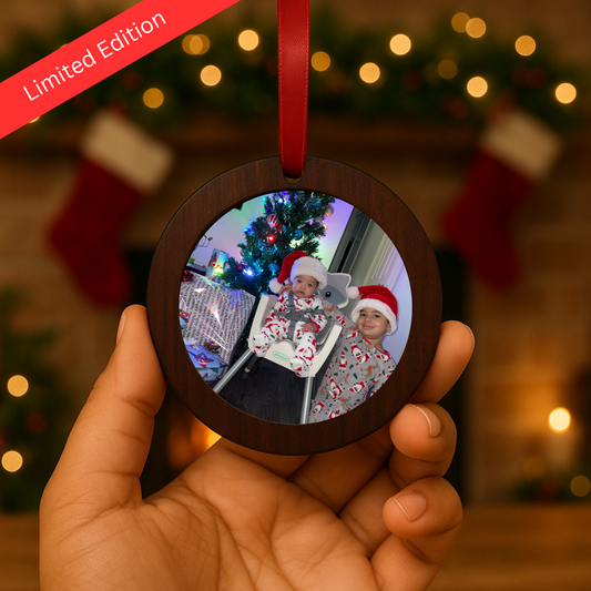 Limited Edition Custom Mahogany Wooden Ornament with Custom Magnet