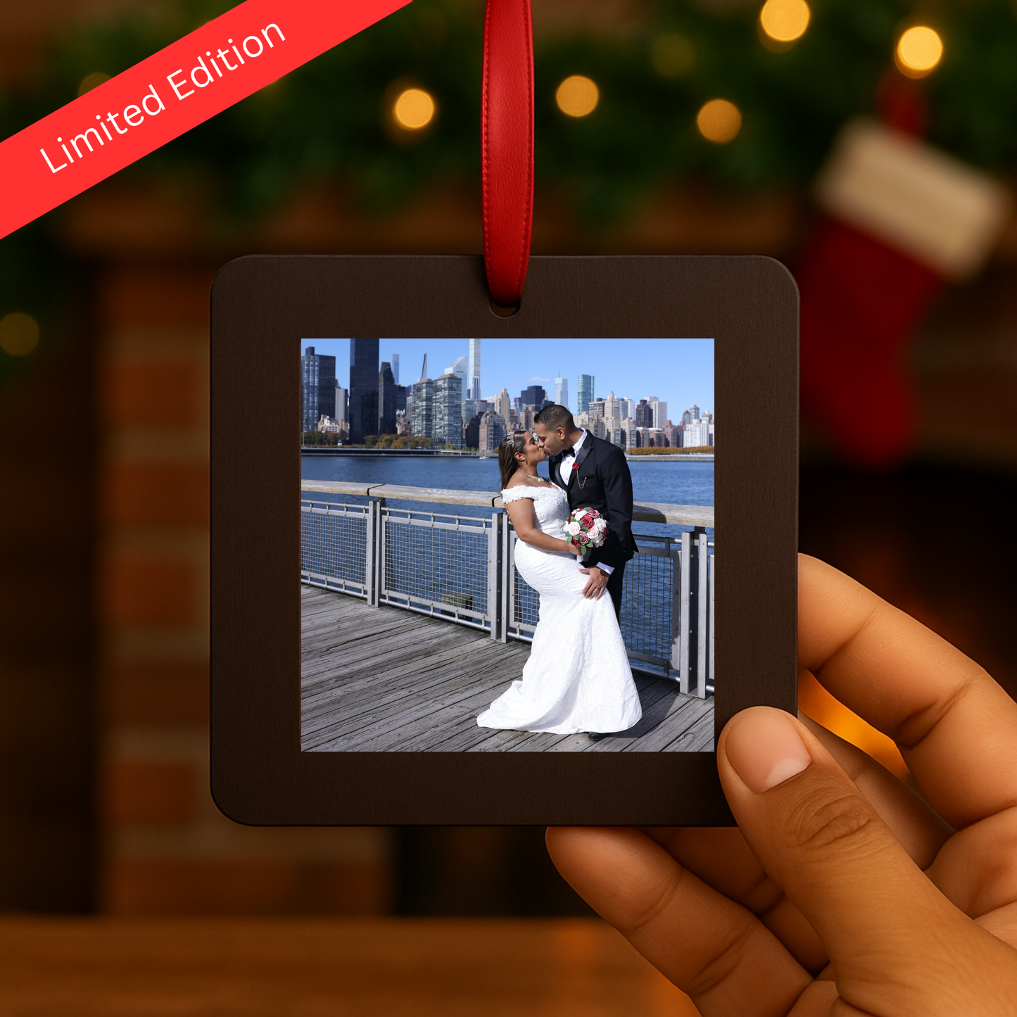 Limited Edition Mahogany Wooden Ornament with Custom Magnet